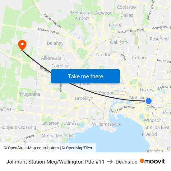 Jolimont Station-Mcg/Wellington Pde #11 to Deanside map