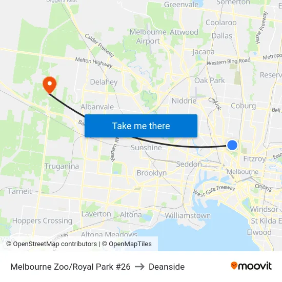 Melbourne Zoo/Royal Park #26 to Deanside map