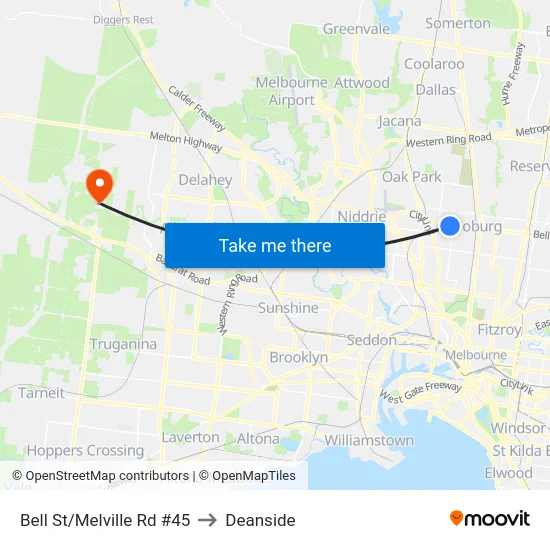 Bell St/Melville Rd #45 to Deanside map