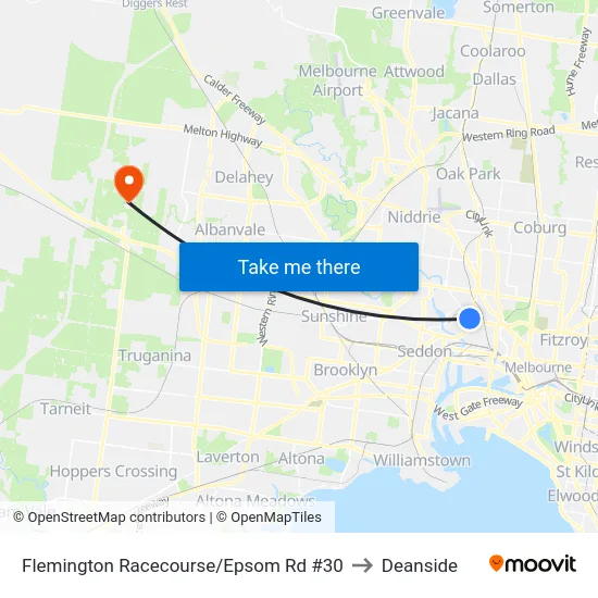 Flemington Racecourse/Epsom Rd #30 to Deanside map