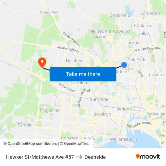 Hawker St/Matthews Ave #57 to Deanside map