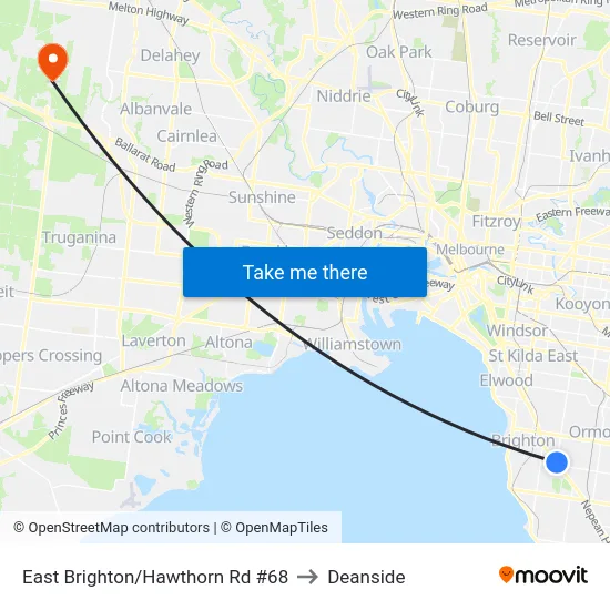 East Brighton/Hawthorn Rd #68 to Deanside map