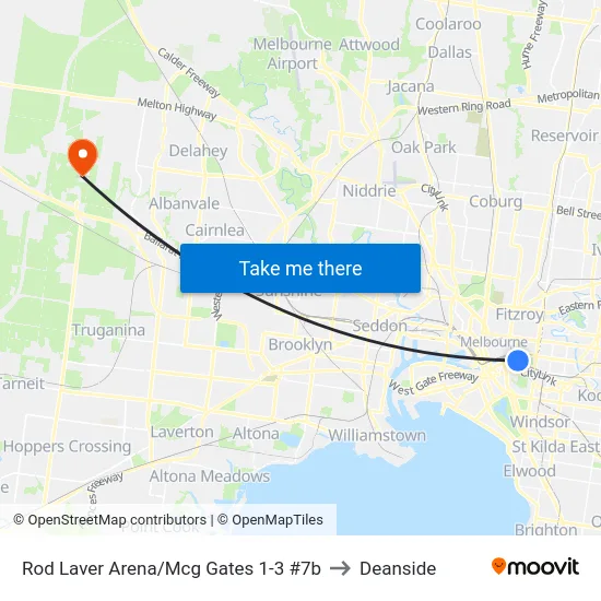 Rod Laver Arena/Mcg Gates 1-3 #7b to Deanside map