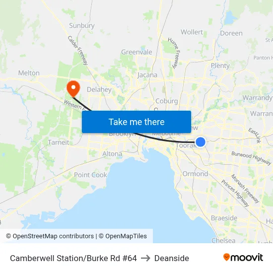 Camberwell Station/Burke Rd #64 to Deanside map
