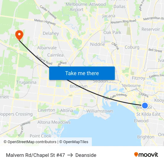 Malvern Rd/Chapel St #47 to Deanside map