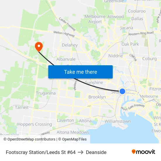 Footscray Station/Leeds St #64 to Deanside map