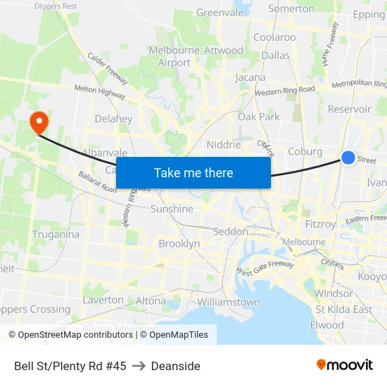 Bell St/Plenty Rd #45 to Deanside map