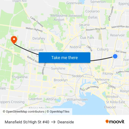 Mansfield St/High St #40 to Deanside map