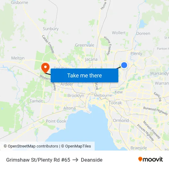 Grimshaw St/Plenty Rd #65 to Deanside map