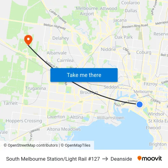 South Melbourne Station/Light Rail #127 to Deanside map