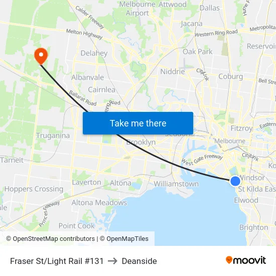 Fraser St/Light Rail #131 to Deanside map