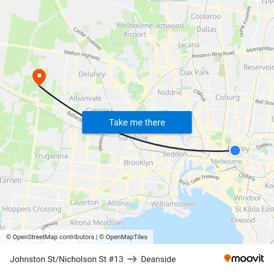 Johnston St/Nicholson St #13 to Deanside map