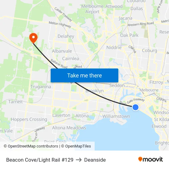 Beacon Cove/Light Rail #129 to Deanside map