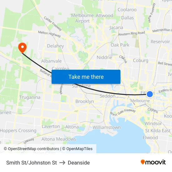 Smith St/Johnston St to Deanside map