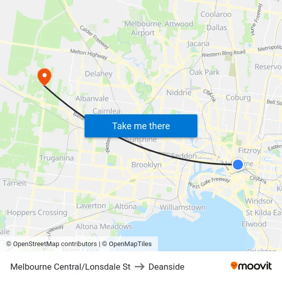 Melbourne Central/Lonsdale St to Deanside map