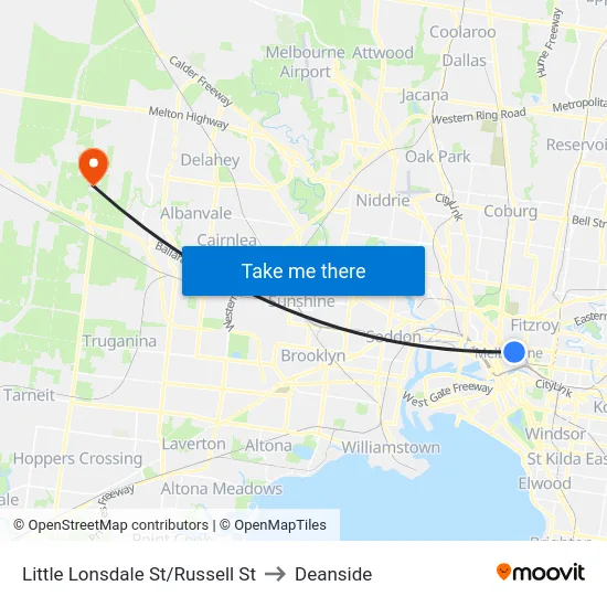 Little Lonsdale St/Russell St to Deanside map