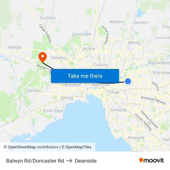 Balwyn Rd/Doncaster Rd to Deanside map