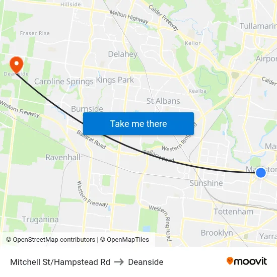 Mitchell St/Hampstead Rd to Deanside map
