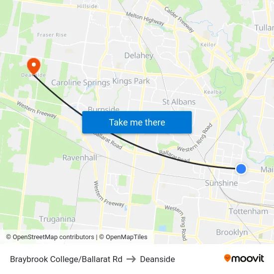 Braybrook College/Ballarat Rd to Deanside map