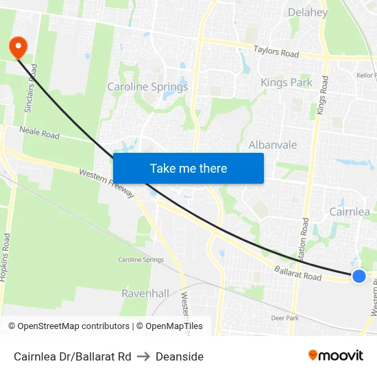 Cairnlea Dr/Ballarat Rd to Deanside map