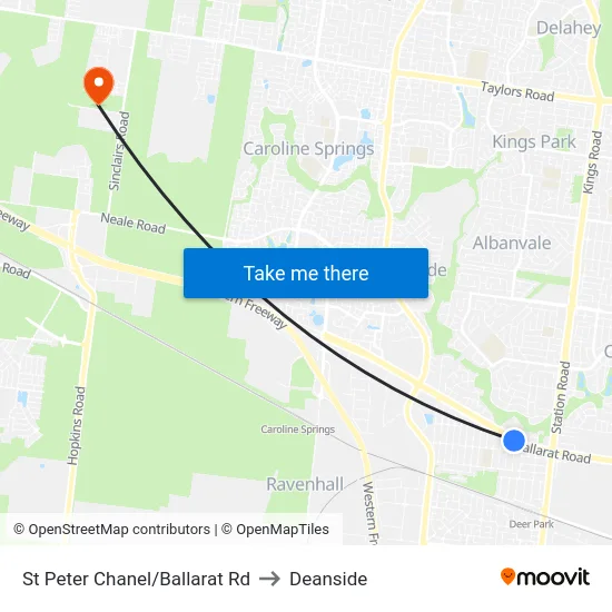 St Peter Chanel/Ballarat Rd to Deanside map