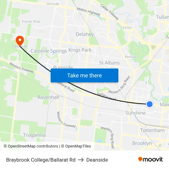 Braybrook College/Ballarat Rd to Deanside map