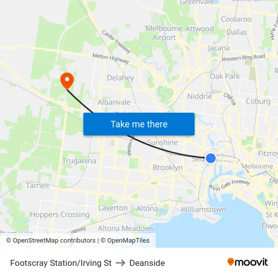 Footscray Station/Irving St to Deanside map