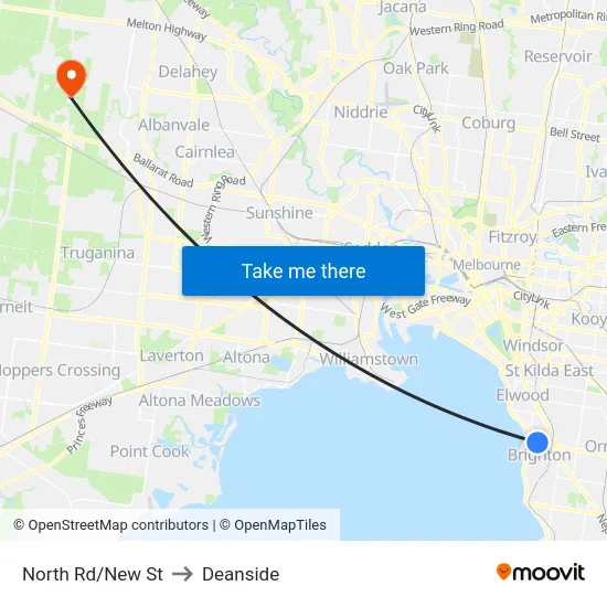 North Rd/New St to Deanside map
