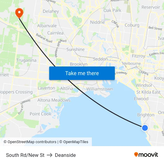 South Rd/New St to Deanside map