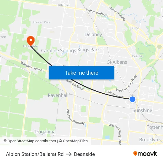 Albion Station/Ballarat Rd to Deanside map