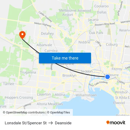 Lonsdale St/Spencer St to Deanside map