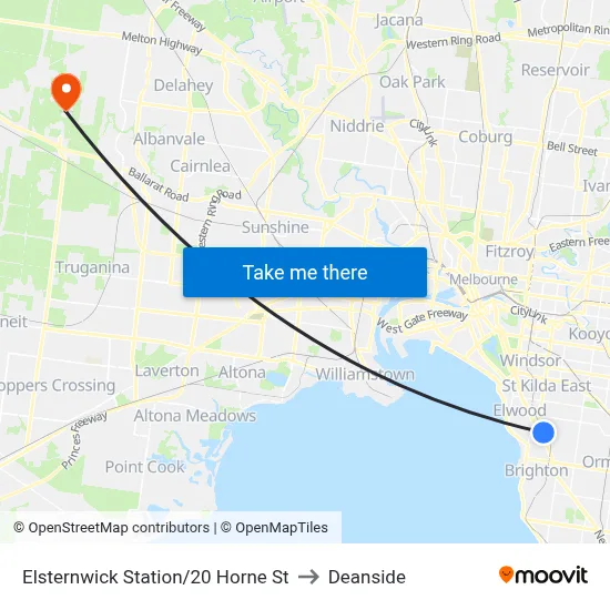 Elsternwick Station/20 Horne St to Deanside map