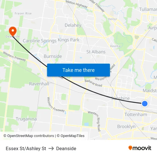 Essex St/Ashley St to Deanside map