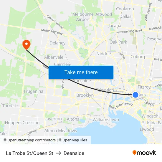 La Trobe St/Queen St to Deanside map