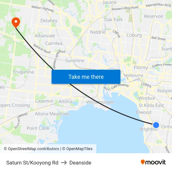 Saturn St/Kooyong Rd to Deanside map