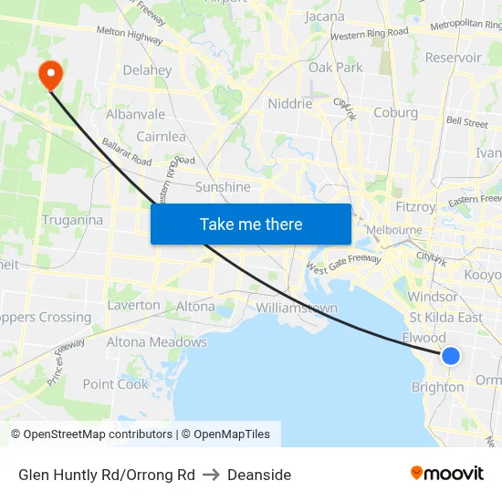 Glen Huntly Rd/Orrong Rd to Deanside map