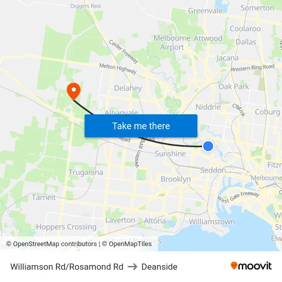 Williamson Rd/Rosamond Rd to Deanside map