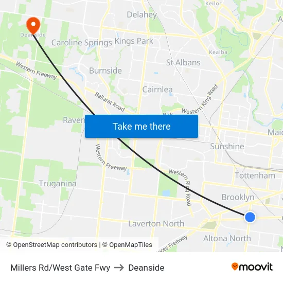 Millers Rd/West Gate Fwy to Deanside map