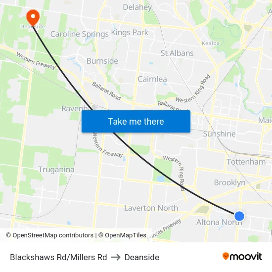 Blackshaws Rd/Millers Rd to Deanside map