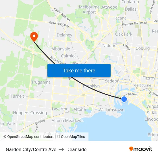 Garden City/Centre Ave to Deanside map