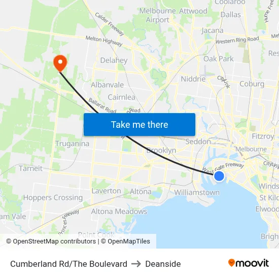 Cumberland Rd/The Boulevard to Deanside map