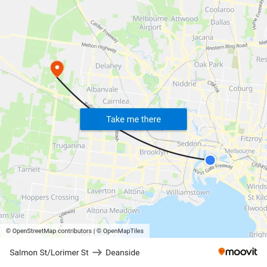 Salmon St/Lorimer St to Deanside map