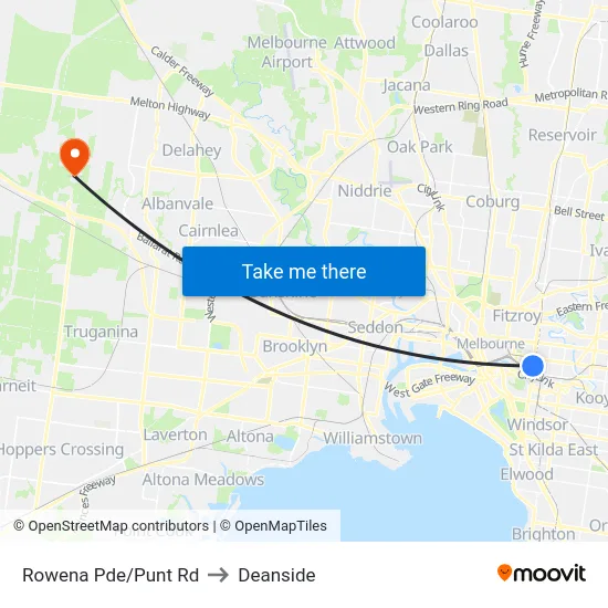 Rowena Pde/Punt Rd to Deanside map