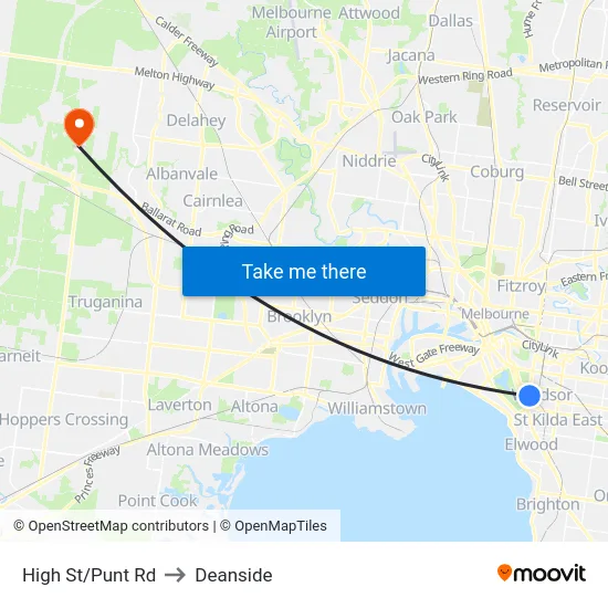 High St/Punt Rd to Deanside map