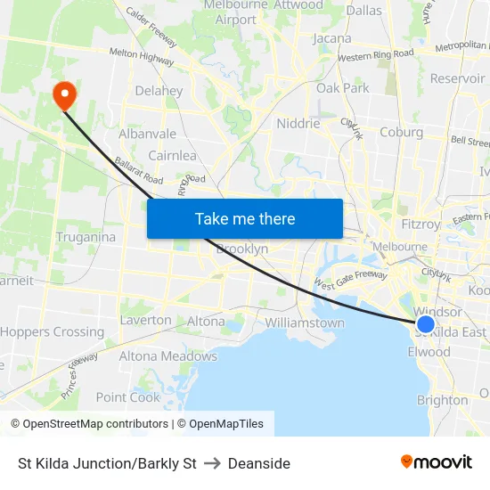 St Kilda Junction/Barkly St to Deanside map