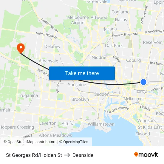 St Georges Rd/Holden St to Deanside map