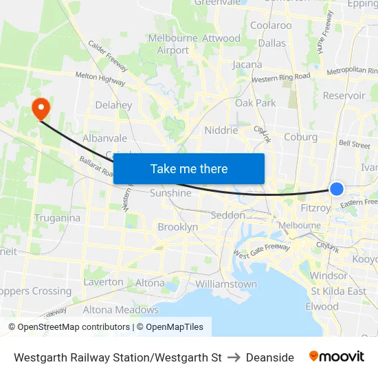 Westgarth Railway Station/Westgarth St to Deanside map