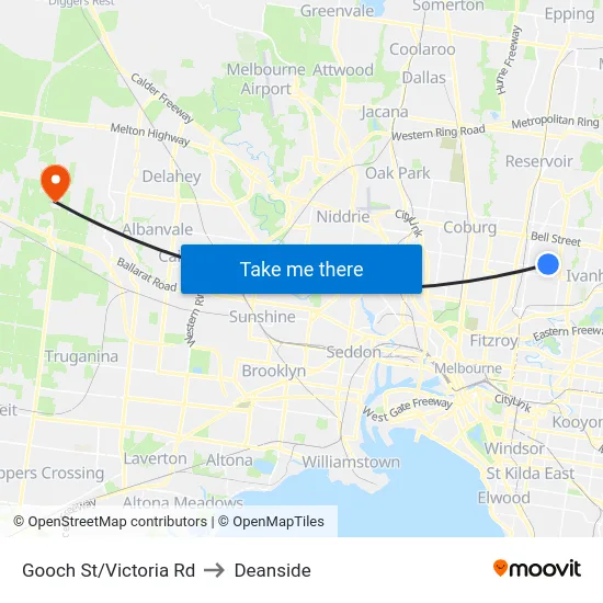 Gooch St/Victoria Rd to Deanside map