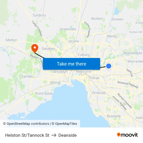 Helston St/Tannock St to Deanside map