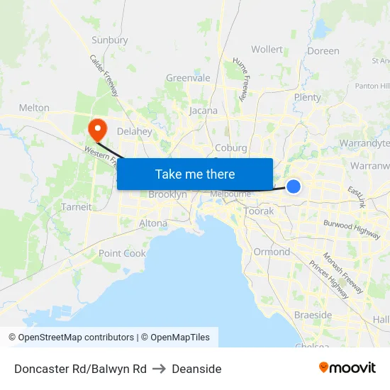 Doncaster Rd/Balwyn Rd to Deanside map